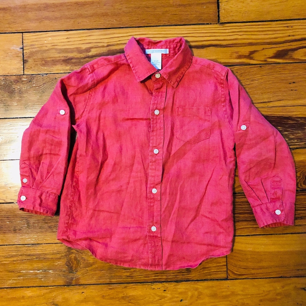 Janie and Jack Red Linen Shirt